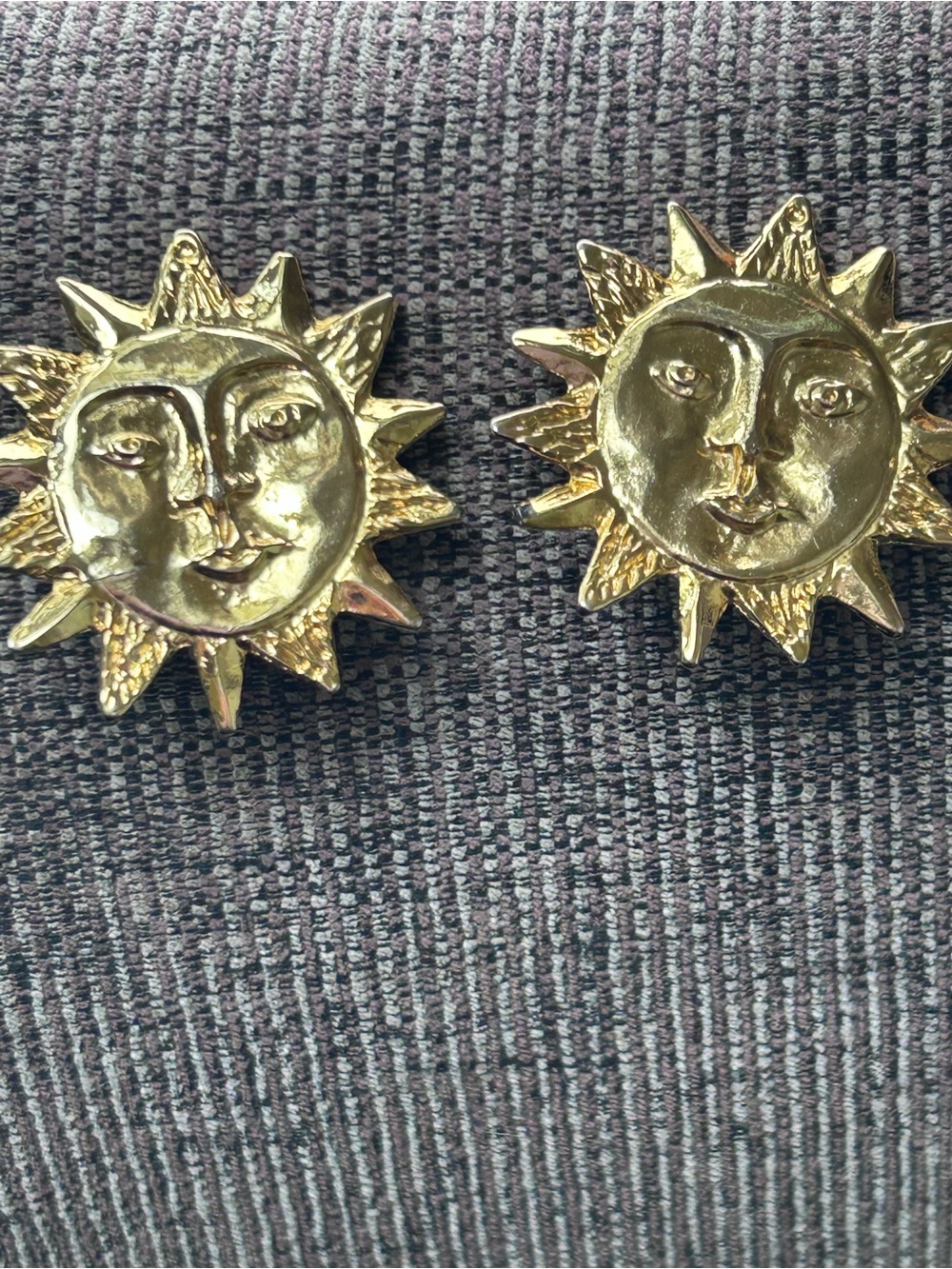 Vintage Celestial Sun Face Statement Earrings